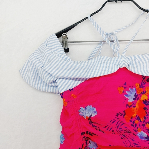 New Tanya Taylor Virginia Off the Shoulder Pink Aymmetric Floral Dress P6428 - Picture 5 of 11